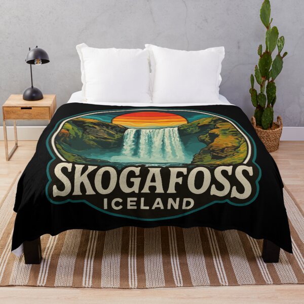 Item preview, Skogafoss Iceland Waterfall Retro Trippy Art designed and sold by TomFrontierArt.