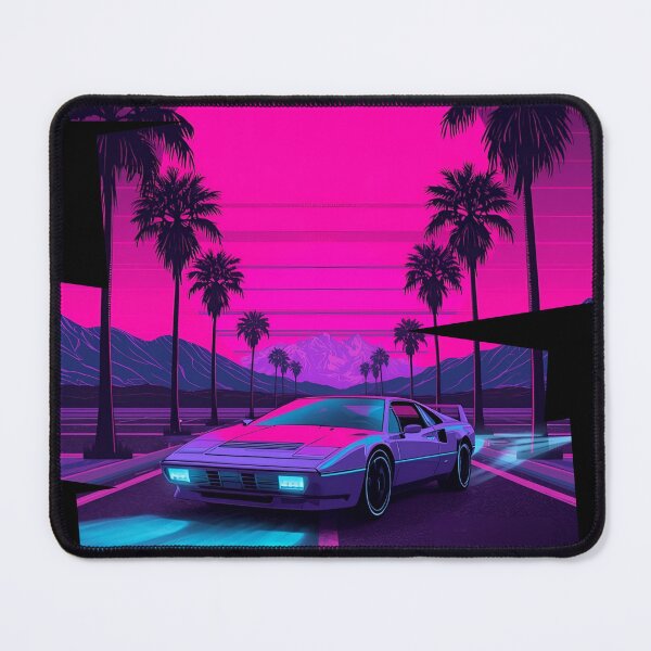 Item preview, Ferrar 80s retro-futuristic landscape with palm trees and a sports car neon colors 11 designed and sold by Neon G.