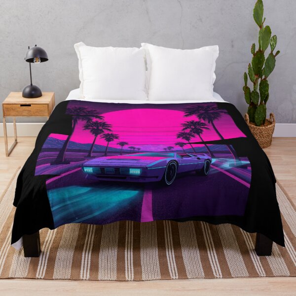 Item preview, Ferrar 80s retro-futuristic landscape with palm trees and a sports car neon colors 11 designed and sold by Neon G.
