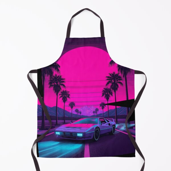 Item preview, Ferrar 80s retro-futuristic landscape with palm trees and a sports car neon colors 11 designed and sold by Neon G.