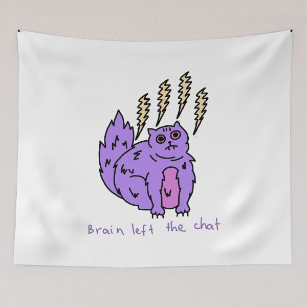 Item preview, Brain Left the Chat Cat Illustration designed and sold by Baby-Care.