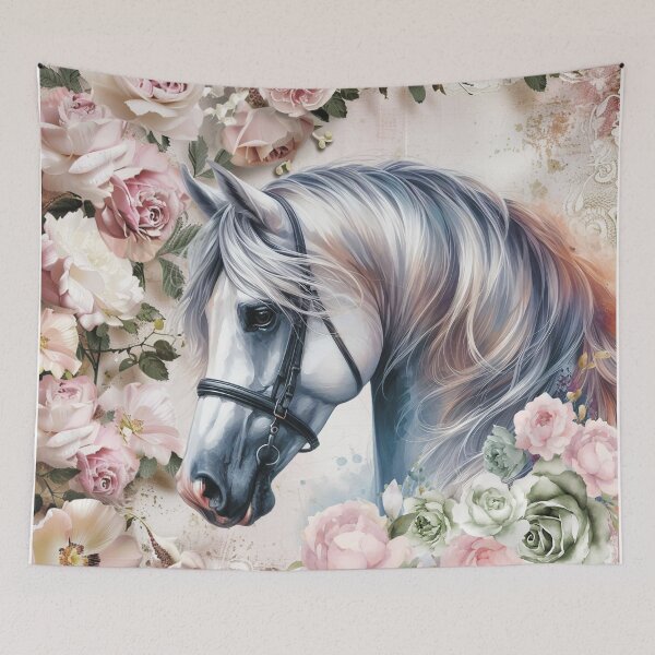 Item preview, White horse in flowers. designed and sold by MagelliShop.