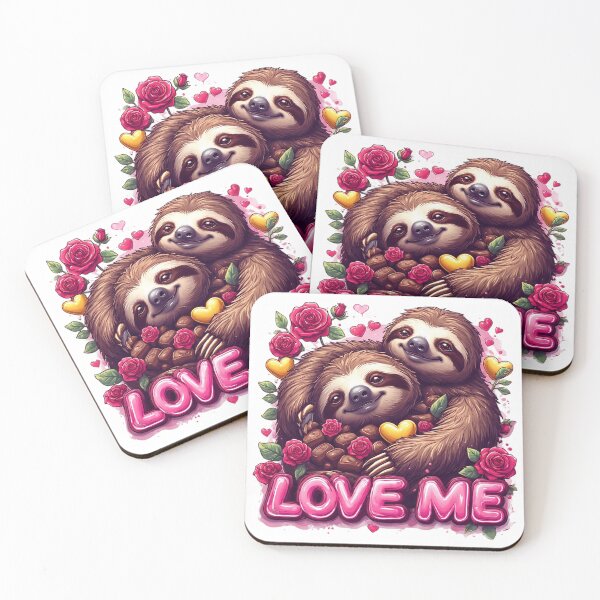 Item preview, Sweet Sloth Couple Romantic Digital Illustration designed and sold by newvisionart191.