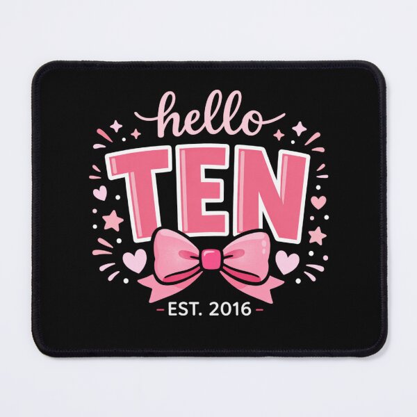 Item preview, Hello Ten Birthday Coquette Bow designed and sold by FreshVibe Prints.