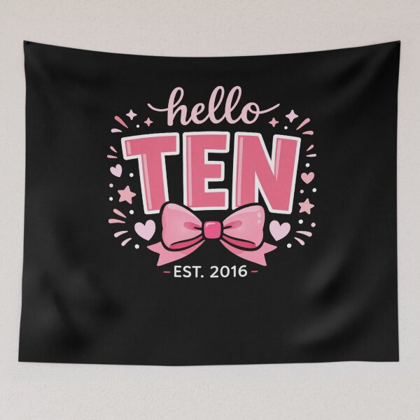Item preview, Hello Ten Birthday Coquette Bow designed and sold by FreshVibe Prints.