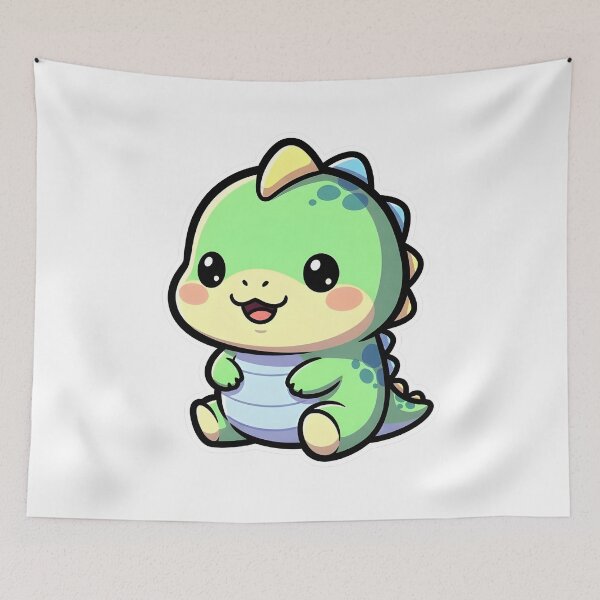 Item preview, Cute Kawaii Green Dinosaur Chibi designed and sold by DarezSc.