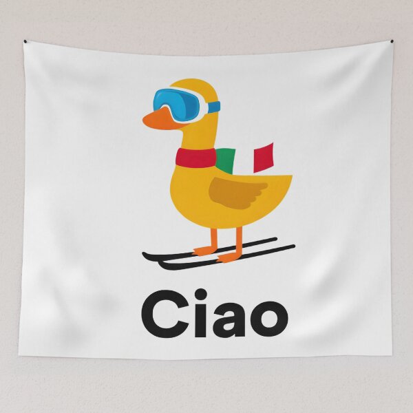Item preview, Ciao Italian Ski Duck Minimalist Art designed and sold by AnnDesignStudio.