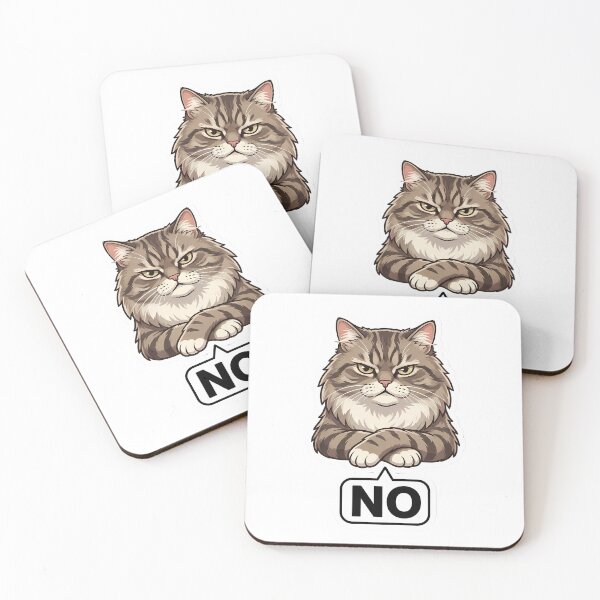 Item preview, Grumpy Tabby Cat "NO" - Funny Cartoon Sticker designed and sold by akramus.