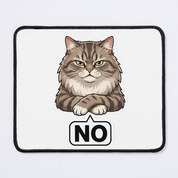 Item preview, Grumpy Tabby Cat "NO" - Funny Cartoon Sticker designed and sold by akramus.