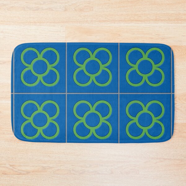 Item preview, Barcelona flower tiles in blue and green designed and sold by ChimaHome.