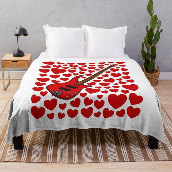 Item preview, Bass Guitar With Hearts, Valentines Bassist Musician Wedding designed and sold by doodlerob.