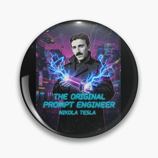 Item preview, Nikola Tesla Cyberpunk - The Original Prompt Engineer - Retro Future AI Art designed and sold by LIVE_FREE.