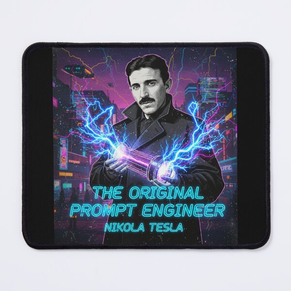 Item preview, Nikola Tesla Cyberpunk - The Original Prompt Engineer - Retro Future AI Art designed and sold by LIVE_FREE.