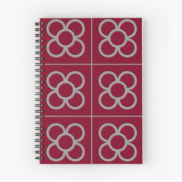 Item preview, Barcelona flower tiles in burgundy and silver designed and sold by ChimaHome.