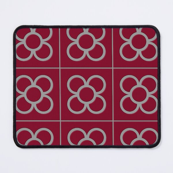 Item preview, Barcelona flower tiles in burgundy and silver designed and sold by ChimaHome.