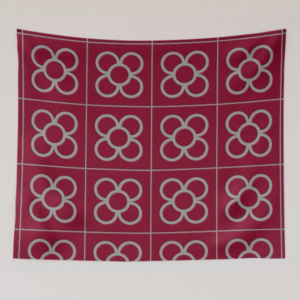 Item preview, Barcelona flower tiles in burgundy and silver designed and sold by ChimaHome.