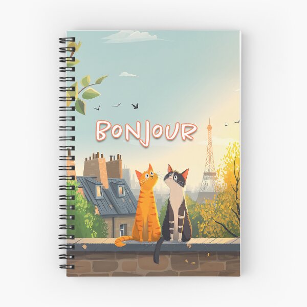 Item preview, Bonjour Cats in Paris – Cute French Cat Lovers Art, Paris Skyline Illustration designed and sold by FrancophileFun.