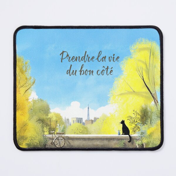 Item preview, Prendre la vie du bon côté – Take Life on the Bright Side (Paris Cat Illustration) designed and sold by FrancophileFun.