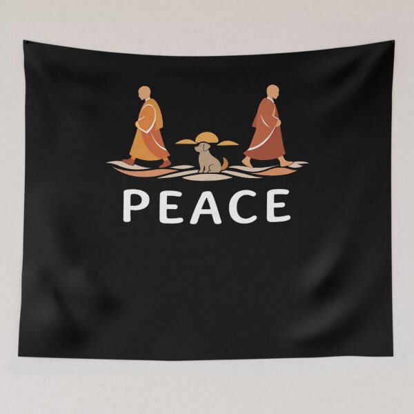 Item preview, Peace Walking Monks With Dog designed and sold by FreshVibe Prints.