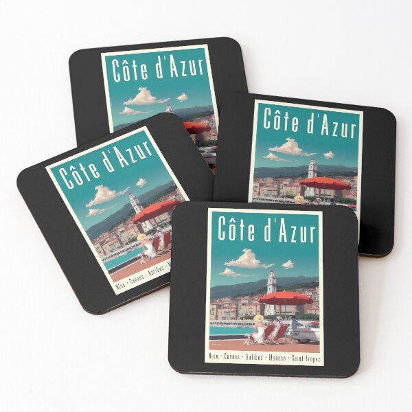 Item preview, Côte d’Azur: Nice to Saint-Tropez Retro Poster designed and sold by FrancophileFun.