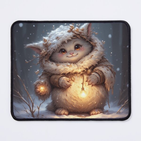 Item preview, Enchanted Winter Cat – Warm Light in the Snow by NegarTv Designs designed and sold by NegarTv Designs.