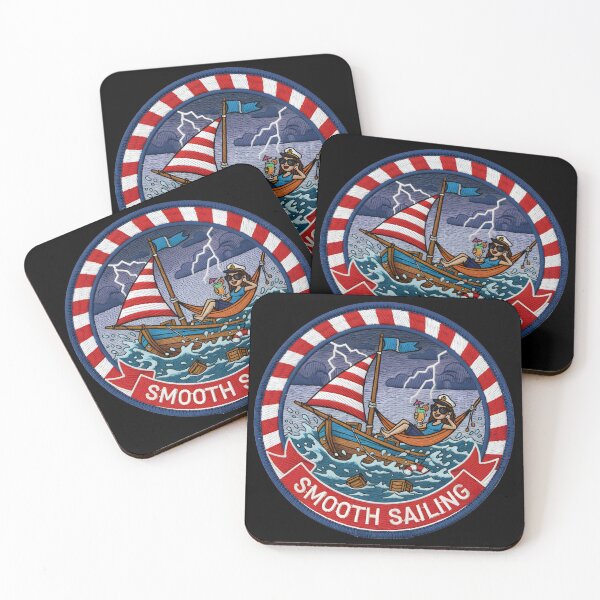 Item preview, Smooth Sailing Funny Sinking Ship Retro Embroidered Badge designed and sold by MANA-Goods.