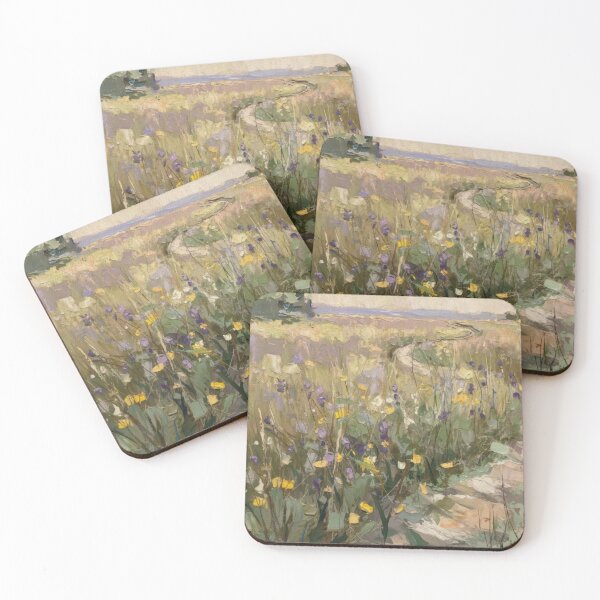 Item preview, French Meadow Pathway Painting | Wildflower Countryside Landscape Art designed and sold by CARRAANN.