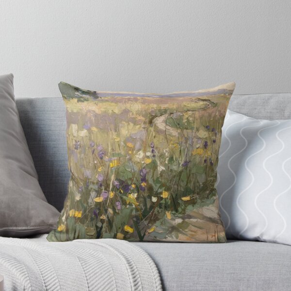Item preview, French Meadow Pathway Painting | Wildflower Countryside Landscape Art designed and sold by CARRAANN.