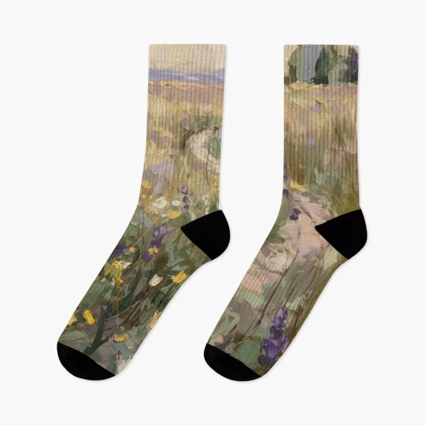 Item preview, French Meadow Pathway Painting | Wildflower Countryside Landscape Art designed and sold by CARRAANN.