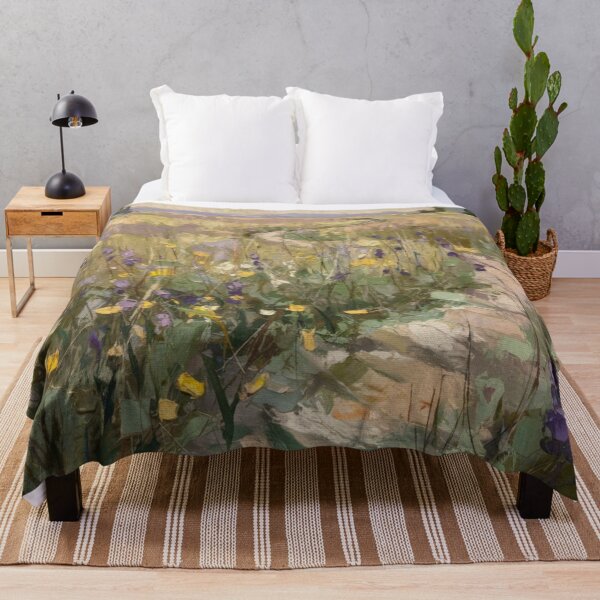 Item preview, French Meadow Pathway Painting | Wildflower Countryside Landscape Art designed and sold by CARRAANN.