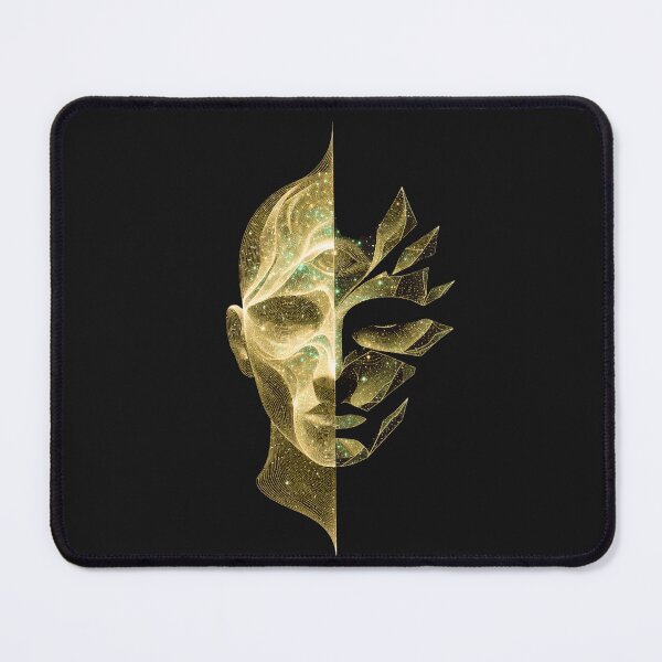 Item preview, Abstract Split Face Identity Art – Layered Cosmic Self Portrait designed and sold by AdicretorDesign.