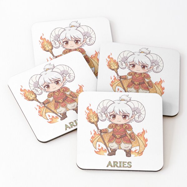 Item preview, Aries Zodiac Fire Mage Warrior - Cute Chibi Art designed and sold by WildWeave.