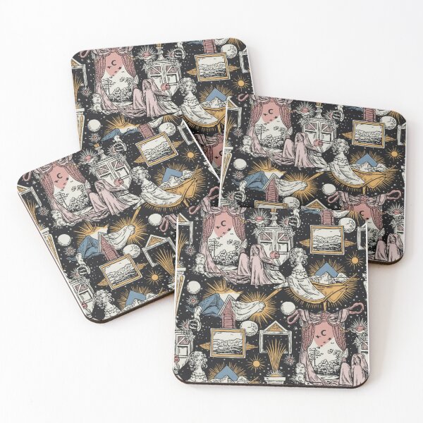 Item preview, Textile pattern vintage Art Deco Whimsigoth, Fantasy Moon Star  home decor designed and sold by BlueLineLAX.