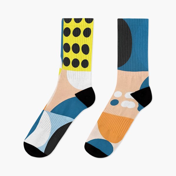 Item preview, Abstract Geometric Bauhaus Pattern in Blue Yellow Coral Retro Grid Art designed and sold by Timegraf.