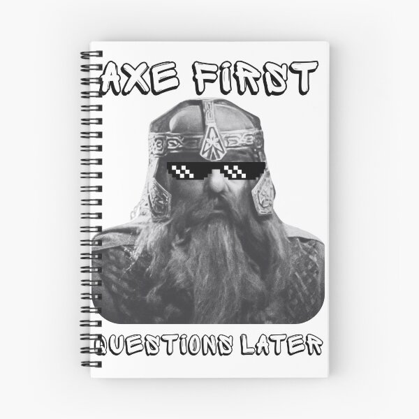 Item preview, Gimli Axe First Questions Later Shirt | LOTR Dwarf Meme Pixel Sunglasses Tee designed and sold by RollForDesignCo.