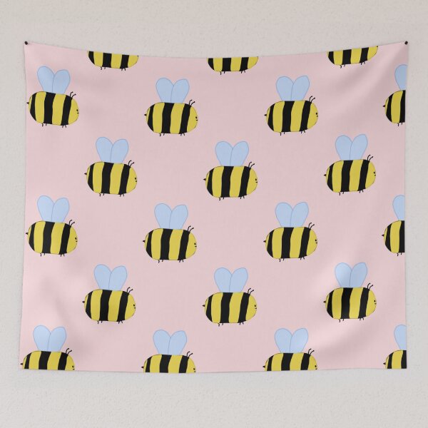 Item preview, cute bee illustration. PINK VERSION. soft kawaii honey bee art designed and sold by hulaloa.