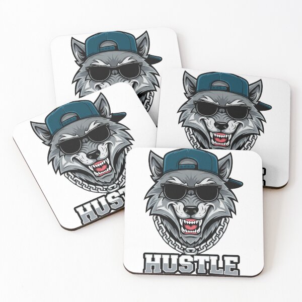 Item preview, HUSTLE – Cool Wolf Illustration with Sunglasses designed and sold by C3J7.