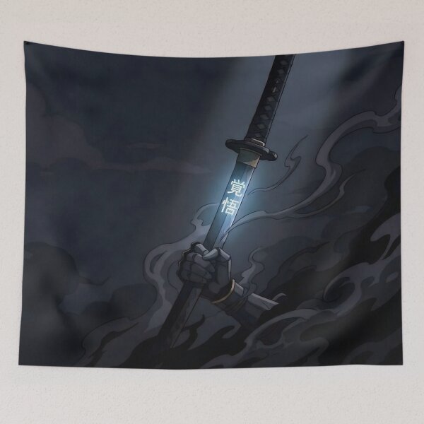 Item preview, Katana Samurai Awakened in battle Dark and aesthetic Japanese anime sword designed and sold by Animemiu-miru.