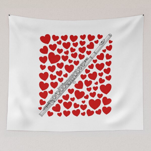 Item preview, Flute With Hearts, Valentines Flutist Musician Wedding designed and sold by doodlerob.