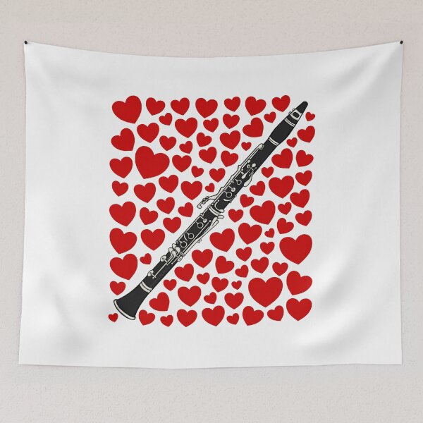 Item preview, Clarinet With Hearts, Valentines Clarinetist Musician Wedding designed and sold by doodlerob.