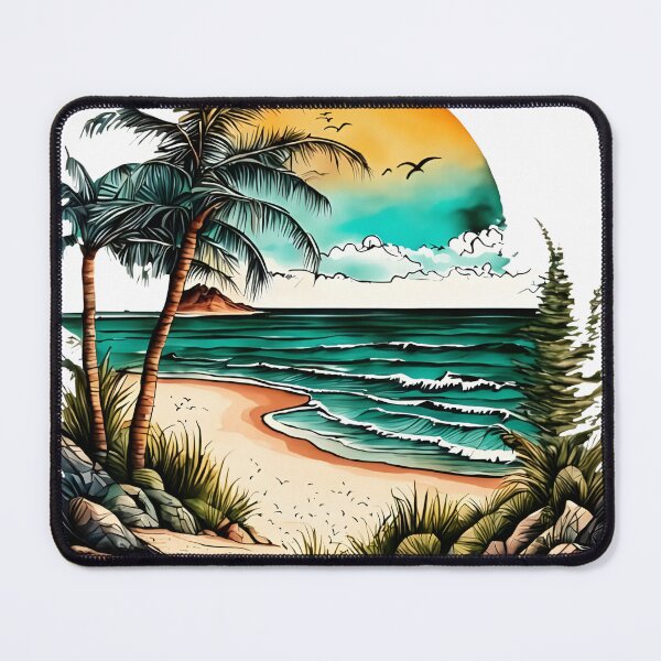 Item preview, Tropical Paradise Beach - Watercolor Sunset & Palm Trees Art designed and sold by Latikshop.