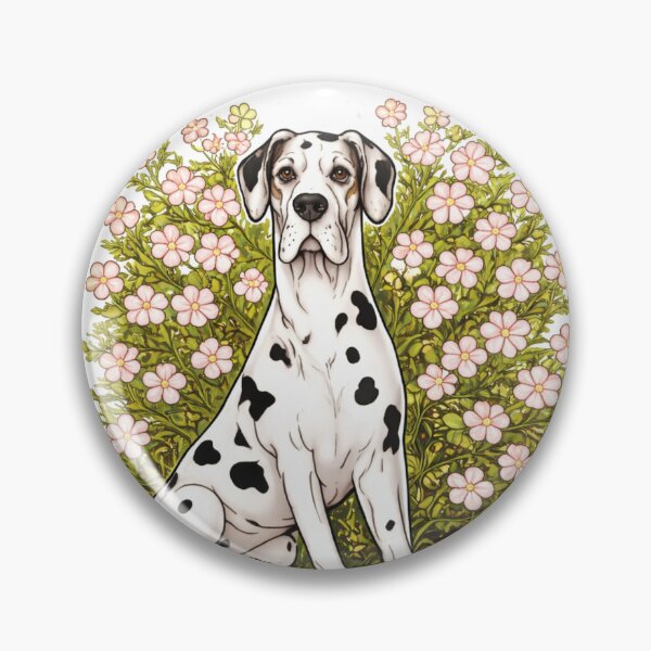 Item preview, Natural Ears Great Dane with Floral Background designed and sold by C.SplashPrints.