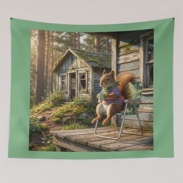 Item preview, Red Squirrel Has Coffee on His Porch designed and sold by Tridentulus.