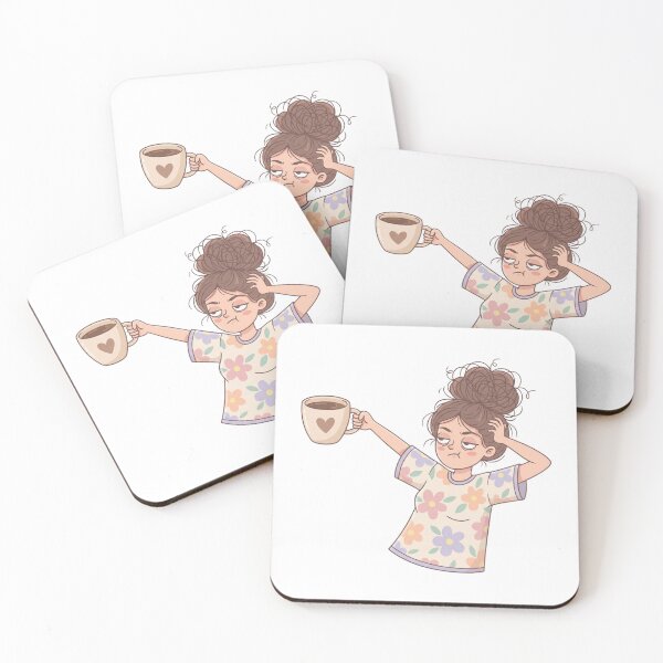 Item preview, Cute Cartoon Grumpy Morning Coffee Illustration for Tired But Coffee Lover designed and sold by chattsuede.