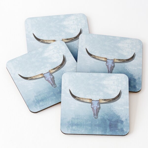 Artikelvorschau, Kunst von blauen Longhorn-Kühen entworfen und verkauft von Sharon Cummings Art.