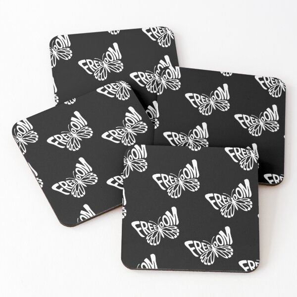 Item preview, White FREEDOM Butterfly repeat pattern designed and sold by PerkyParakeet.