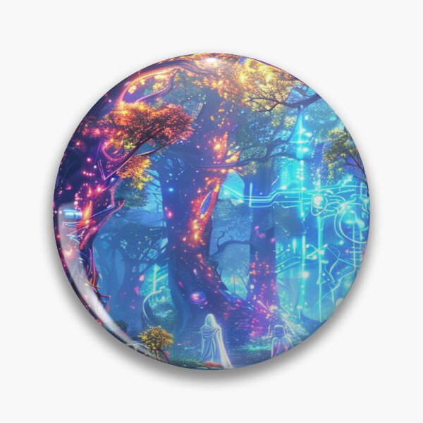 Item preview, Biolumina Path – Hooded Figures in Techno-Forest Ritual designed and sold by Cristhian Almanza.