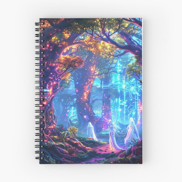 Item preview, Biolumina Path – Hooded Figures in Techno-Forest Ritual designed and sold by Cristhian Almanza.