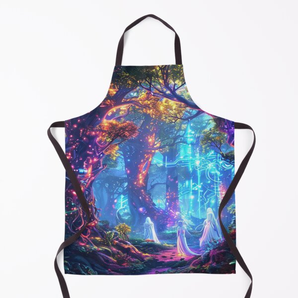Item preview, Biolumina Path – Hooded Figures in Techno-Forest Ritual designed and sold by Cristhian Almanza.