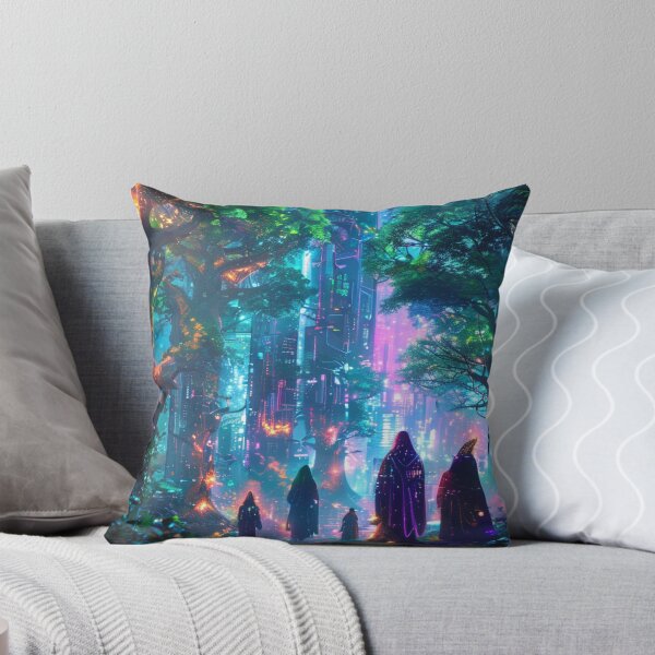 Item preview, Techno Grove – Hooded Journey Through Bioluminescent Forest City designed and sold by Cristhian Almanza.